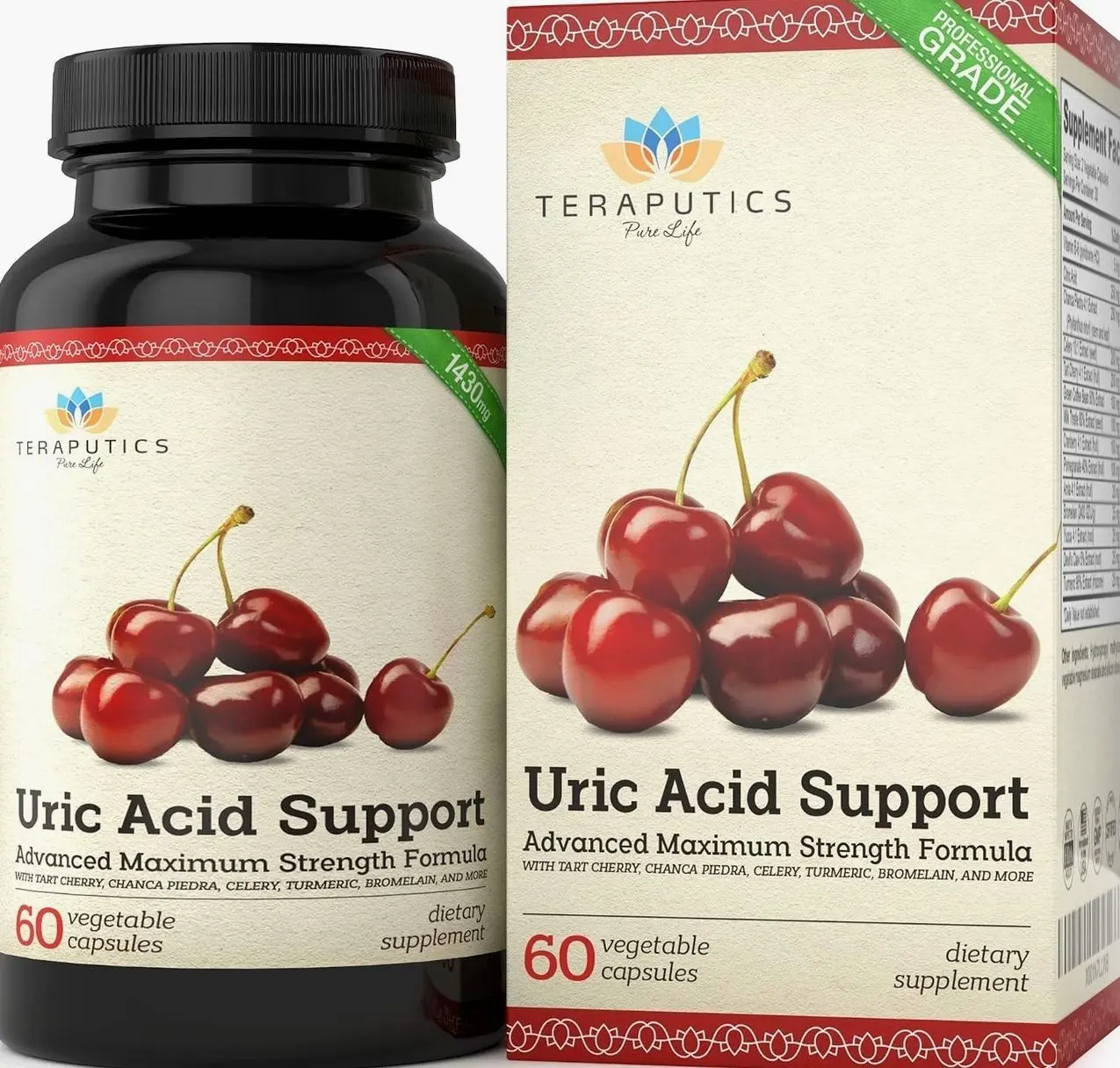Uric Acid Support Formula | Advanced Uric Acid Cleanse & Kidney Support Supplement - Includes Tart Cherry Concentrate, Celery Seed Extract + 12 More High Potency Ingredients, 60 Veggie Capsules