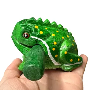 3" Medium Green Leaf Wooden Musical Frog Percussion Instrument