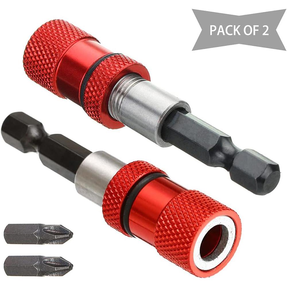 Fathersdaygift 2pcs Adjustable Screw Depth Screwdriver Bit Holder Magnetic Steel Screwdriver Drywall Bit 1/4 Inch Hex Shank with S2 Phillips 2 Screw Driver Bits Fathers Day Gifts