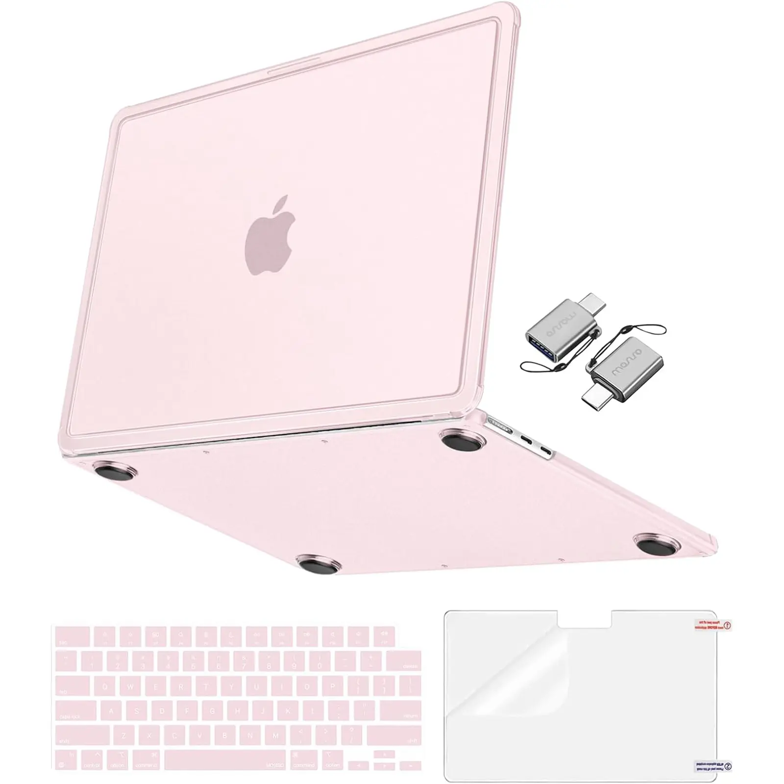 MOSISO 4-in-1 Case Compatible with MacBook Air 13.6 Inch M5 M4 M3 M2 2026-2022, Reinforced Corner Hard Shell Laptop Cover with 2 Keyboard Covers, Screen Protector and 2 USB-C Adapters for Students and Professionals, A3449 A3240 A3113 A2681
