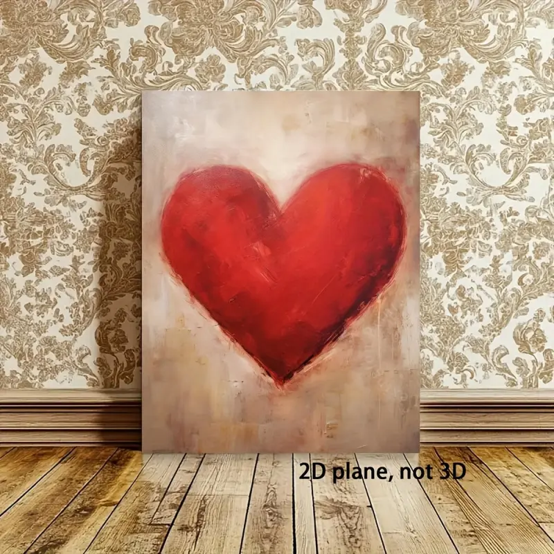 2D Flat, 1 Piece Vintage Framed Canvas Art, Valentine's Day Red Heart Print Valentine's Day Wall Decoration, Country Vintage Valentine's Day Decoration, Romantic Wall Decoration, Valentine's Day Gift Art, Inspirational Framed Wall Painting, Home Decoratio