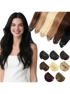 8D Micro Link Hair Extensions, Human Hair Nano Rings with Fish Line, Invisible Machine Remy, 0.6g/pcs, 50 Strands/pack, Real Hair Extensions