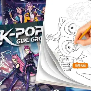 KPOP Devil Hunter Coloring Book Picture Book Peripheral Drawing Book Line Drawing Children's Birthday Gift Multiplayer Game
