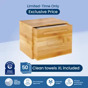 Clean Skin Club Luxe Bamboo box with Drawer + 50 XL Towels Clean Skin Club Luxe Bamboo box with Drawer + 50 XL Towels