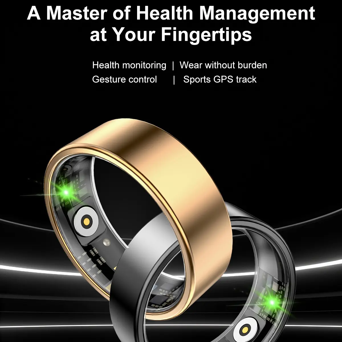 Smartring Smart Ring Fitness Tracker Smart Ring Health Tracker for Sports Running Step Counter Gesture Control Heart Rate Hrv Blood Oxygen Sleep Monitor, Fitness Wearable, Ip67 Water Resistant