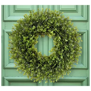 16" Plastic Spring Boxwood Wreath by Valerie