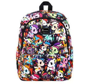 Tokidoki Unicorno Backpack Cute Travel Laptop Backpack for Women Casual Bag Lightweight Cloth Canvas Backpack Daypack Handbag (Backpack-Black Unicorno)