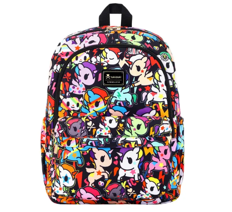 Tokidoki Unicorno Backpack Cute Travel Laptop Backpack for Women Casual Bag Lightweight Cloth Canvas Backpack Daypack Handbag (Backpack-Black Unicorno)