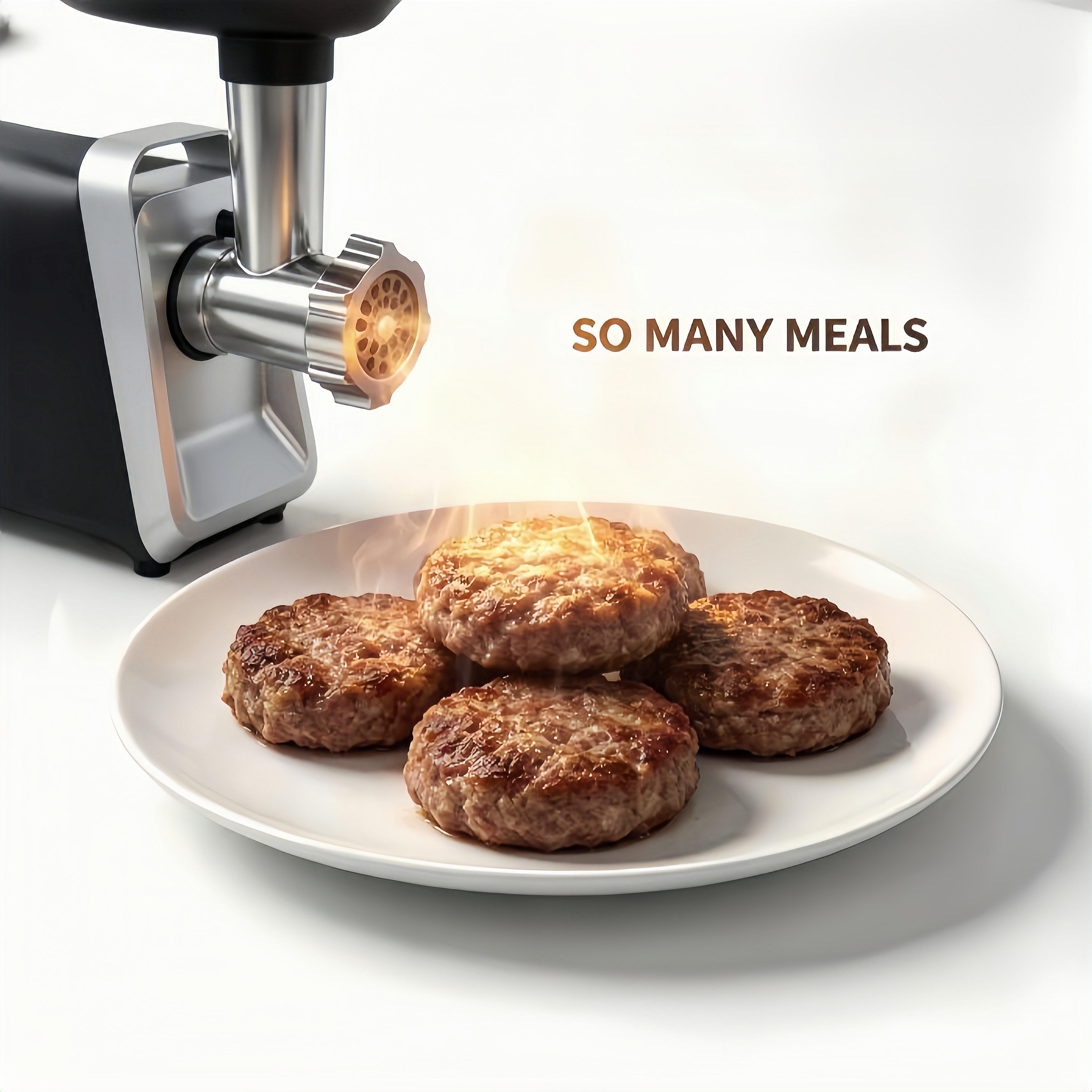 Meat Grinder, Sausage Filler, [Max 2800W] Electric MeatGrinder with Stainless Steel Blades and 3 Grinding Discs,Sausage Maker and Cube Kit, Heavy Duty Meat Grinderfor Home Kitchen, Stainless Steel (Black) Kettle with LED Indicator