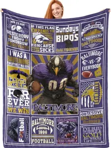 Football Blanket, Baltimore Blanket Gifts for Football Fans , Football Baltimore Fan Blanket, Game Day Gift, Game Day Blanket280gsm