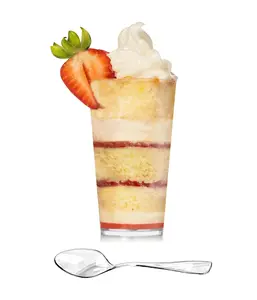 Tall Tumbler Shot with Spoons, Mini Shooter Round Dessert Cups Clear Plastic Reusable For Tasting Party, Small Round Shooters Appetizer Cup