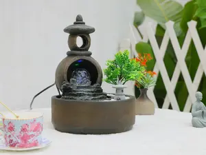 Bumilgar 13" Zen Tabletop Water Fountain with LED Crystal Ball - Indoor ASMR Waterfall & Desk Decor for Home Wellness