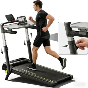 5Treadmill with Side Handles for Safe Home Workout, Quiet Walking Pad for Daily Steps Indoor, 300 LBS Capacity Stable Fitness Machine for Apartment Use, 5 MPH Walking Jogging Treadmill with 15% Incline