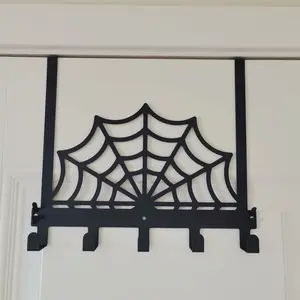 Single Pack Gothic Spiderweb Over the Door Towel Rack, Cost-Effective Halloween Wall Decor Hook Shelf, Spooky Background Display Props for Escape Room & Haunted House, Theme Bar Wall Ornament