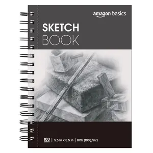 Sketch Pad for Artists, Drawing Paper, Spiral Bound, Acid Free, 67 lb. / 100 gsm, 100 Sheets, 5.5"x8.5", White