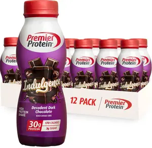 Premier Protein Shake INDULGENCE, Decadent Dark Chocolate, 30g Protein, 170 Calories, 3g Sugar, 11.5 fl oz, 12 Pack (Packaging May Vary)