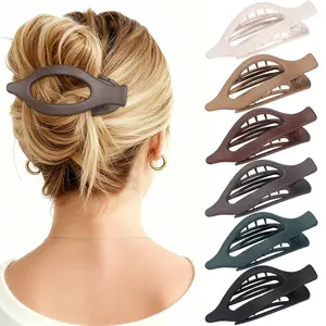 Flat Hair Clips for Women - 6 count  Flat Claw Clips Medium Hair Clips for Girls Large Hair Claw Clips for Thick or Thin Hair  Hold No Slip Hair Accessories for women (Basic)