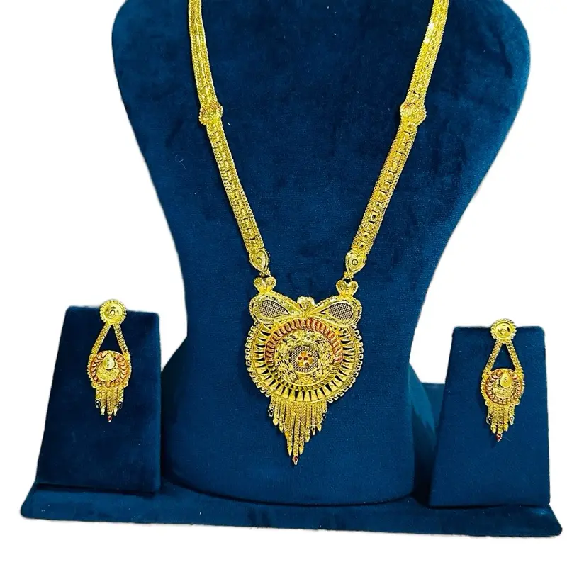 Indian Necklace Set with Earrings - Gold-Tone Decorative Jewelry Set for Indian Style Accessories
