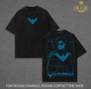 Nightwing Print Cotton T-shirt, Vintage Graphic Tee Washed For Fans Super Hero Movie,Printed Crew Neck T-Shirt Oversize, Graphic Streetwear T-shirt, T-shirt Unisex Hot 2025