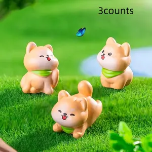 Cute Shiba Inu Puppy Resin Sculpture Set, Cartoon Style, DIY Gardening, Desktop and Car Decor, Various Room Types, No Power Needed