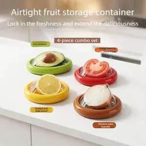 4-Pack Silicone Seal Fruit Storage Boxes, Mini Refrigerator Organizer, Portable Avocado Vegetable Keeper, Food-Grade Silicone Film Sealed Containers