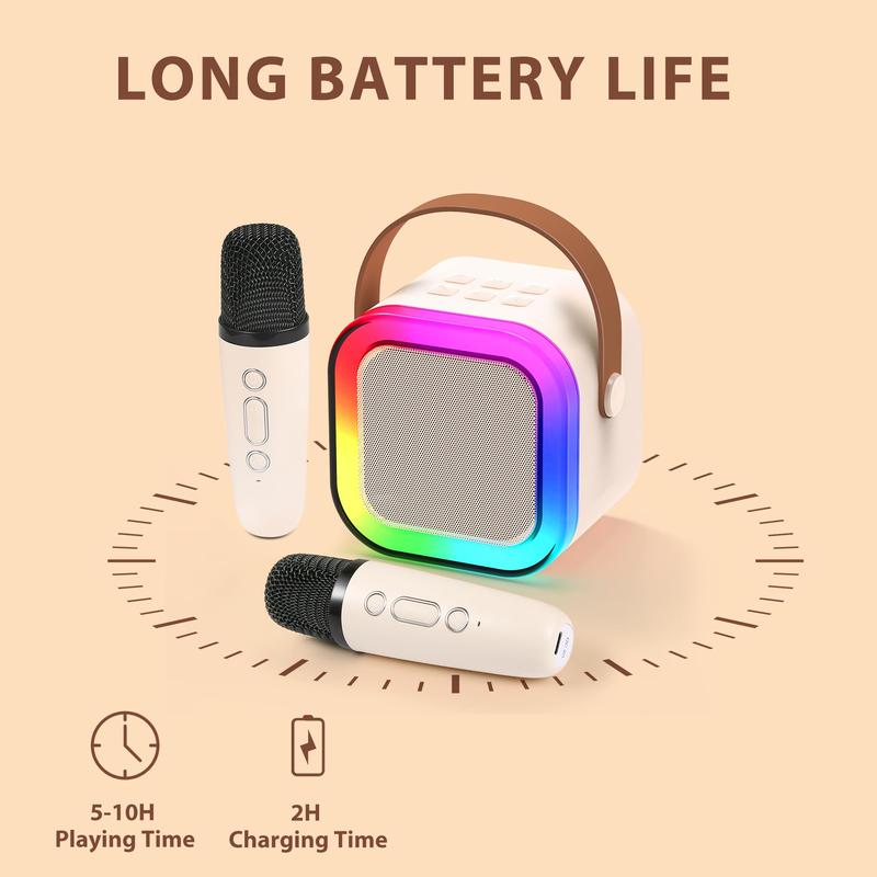 Product Introduction of Mini karaoke machine with microphone sound system, portable karaoke machine with 2 wireless microphones, birthday gifts for girls and children aged 4-12, family gatherings,TikTokShopBacktoSchool 8