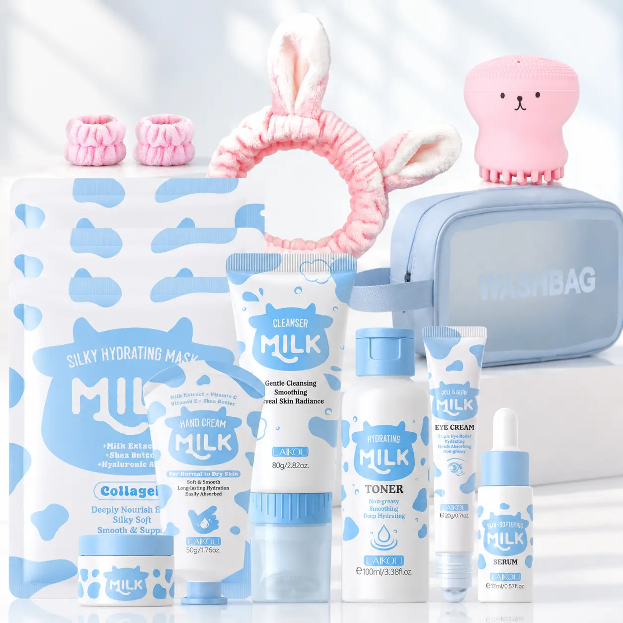 14PCS Milk Skincare Set for Girls & Teens, Cute Milk Beauty Gift Set with Hydrating Face Care Essentials, Gentle Daily Skin Care Kit for Kids Ages 8-12, Beginner Friendly Self Care Routine, Perfect Birthday Holiday Gifts