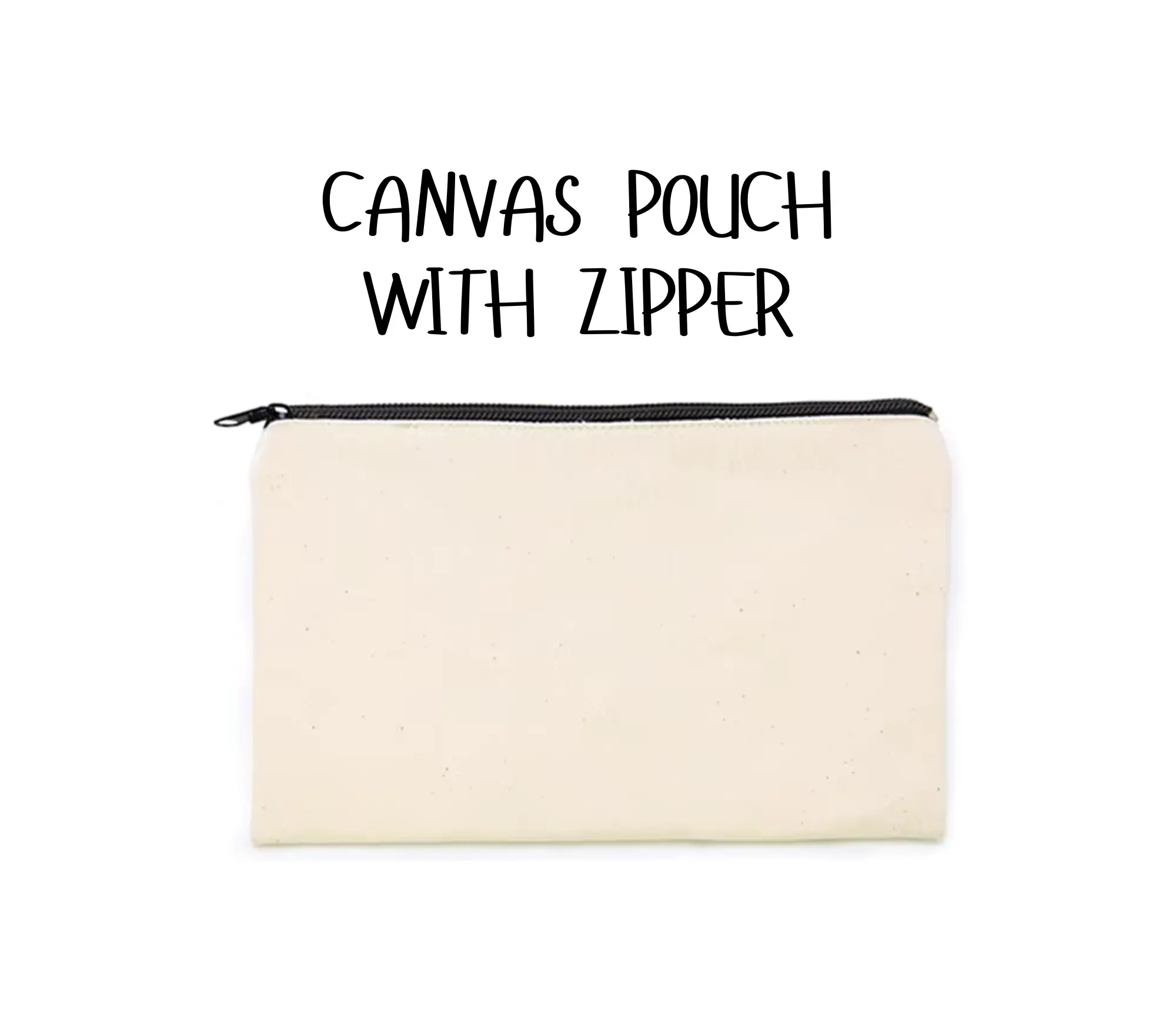 Canvas Pouch with Zipper - Customizable Cosmetic Multipurpose Toiletry Travel Bag with Zip Closure & Optional Tassel Accessory