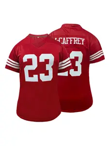Women's San Francisco Football Jersey #23 Stitched Rugby Jersey,Loose-Fit Sporty V-Neck Short Sleeve Athletic Top T-Shirt, Breathable Knit Fabric, Ideal for Outdoor Sports & Casual Wear