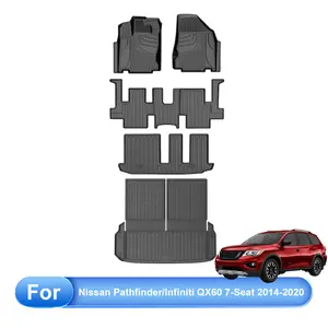 【fathersdaygift】AOMSAZTO 7Pcs Heavy Duty Rubber Car Floor Mat Fit For Nissan Pathfinder/Infiniti QX60 7-Seat 2014-2020 +Cargo Liner For girly car accessories, Anti-Slip, Dirt Shield