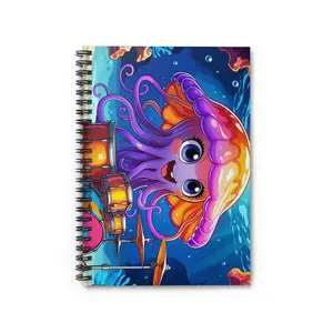 Jammin Jelly Spiral Notebook - Ruled Line 118 Pages 6" x 8" with Colorful Jellyfish Design Durable 350 gsm Covers 90 gsm Inside Pages Metal Binding