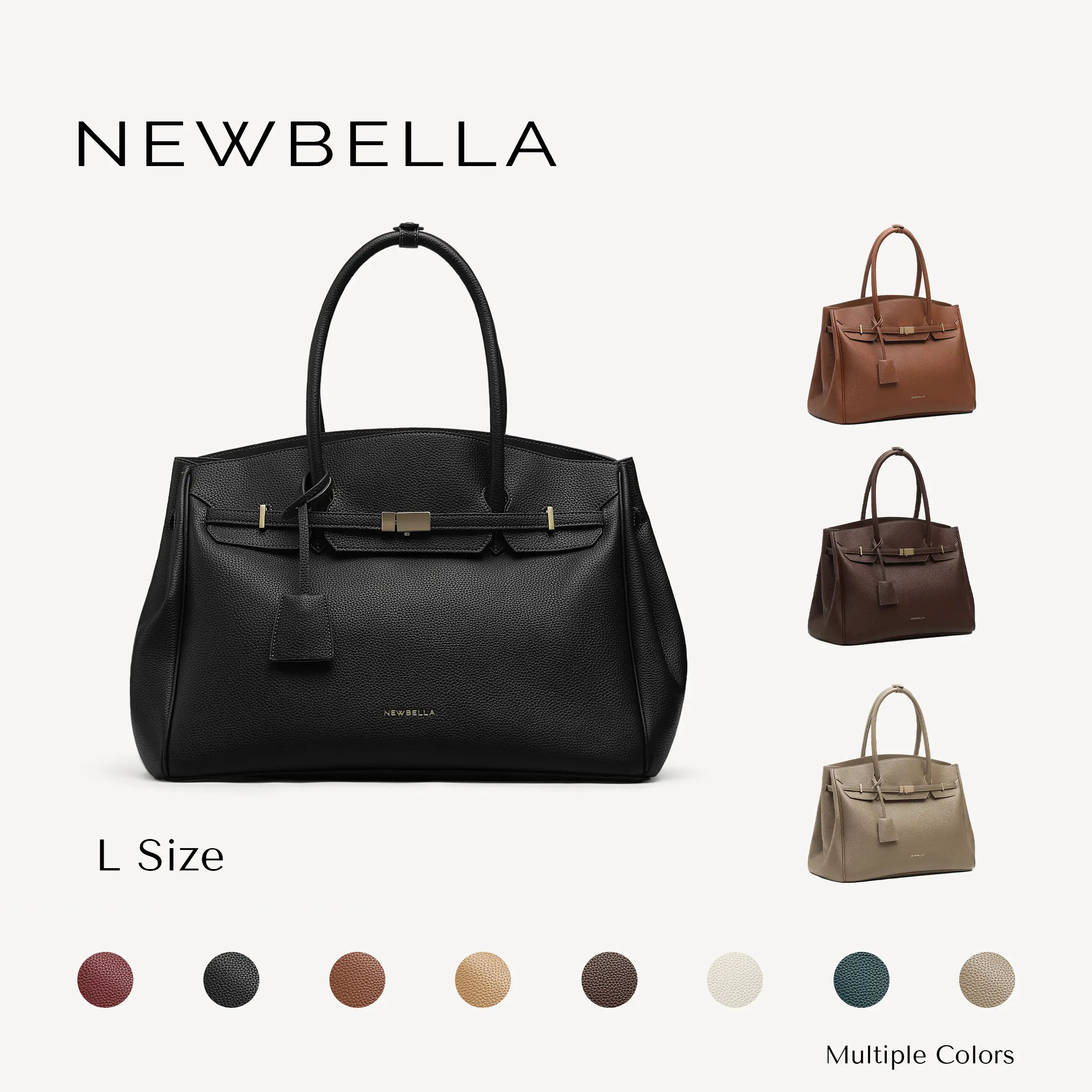 NEWBELLA Miranda L Vegan Leather Tote Bag, Large Top‑Handle Commuter Work Bag For Women, Fits 16‑Inch Laptop For Office & Back To School#sohoch