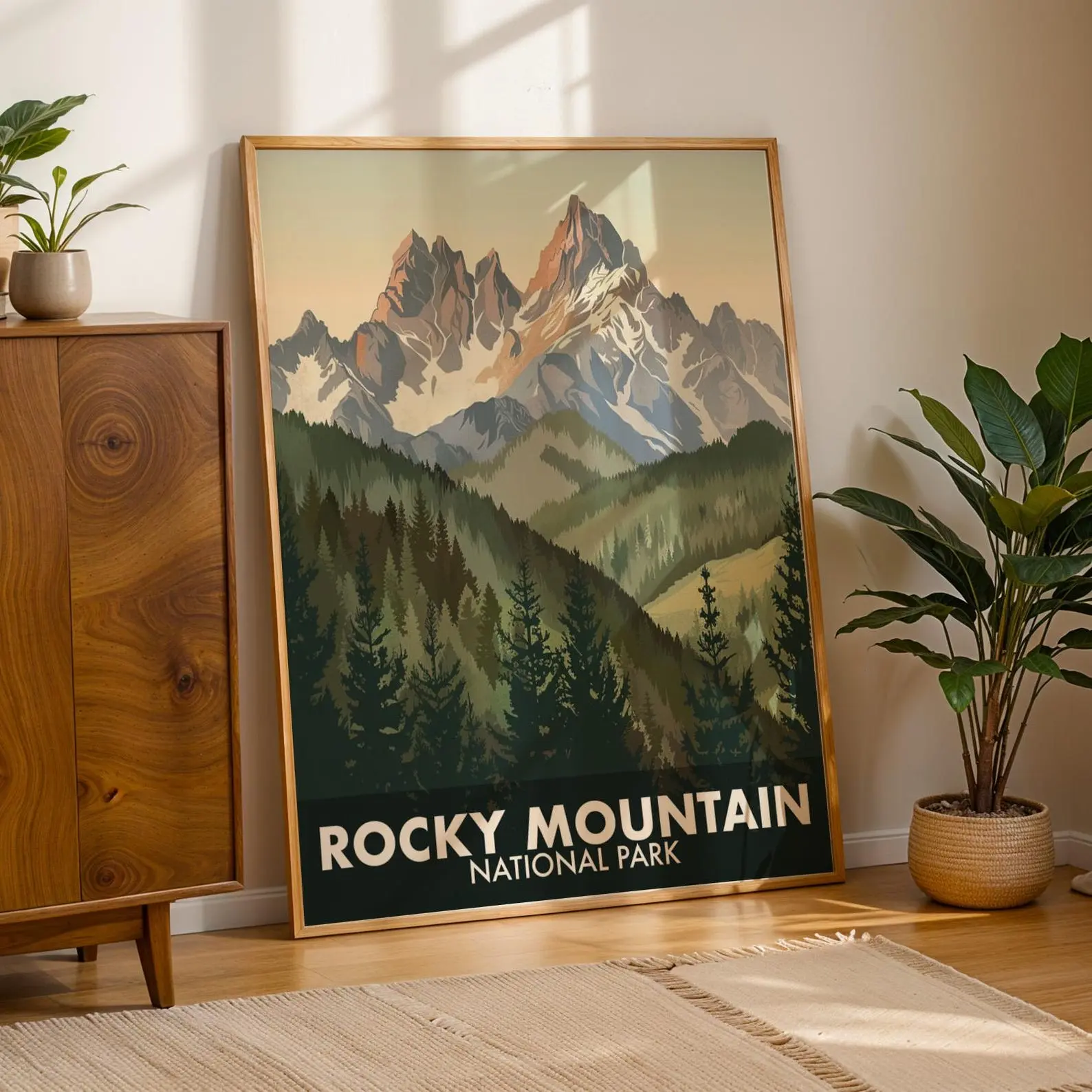 Rocky Mountain National Park Glossy Poster | Retro Travel Art Print | Mountain Wall Art