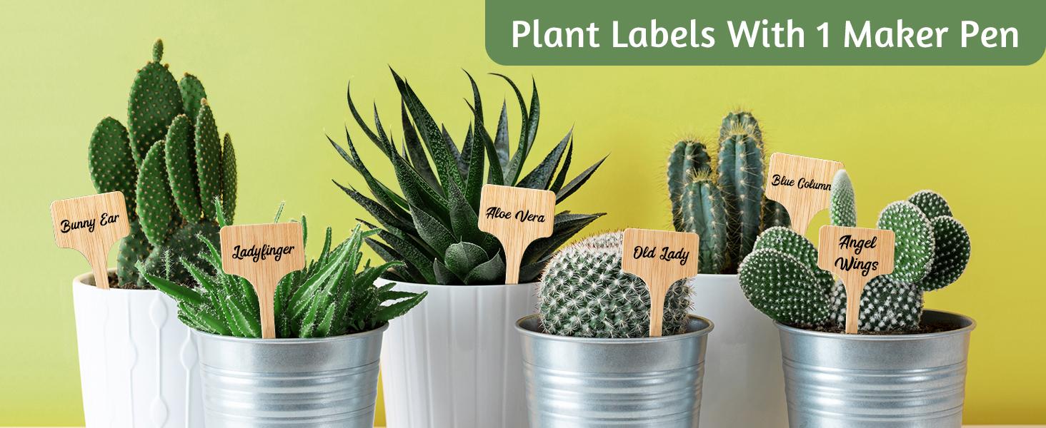 100pcs Plant Labels, T-Type Plastic Tags with Marker Pen, Waterproof Garden Signs for Outdoor Plants (3.9 x 2.4)