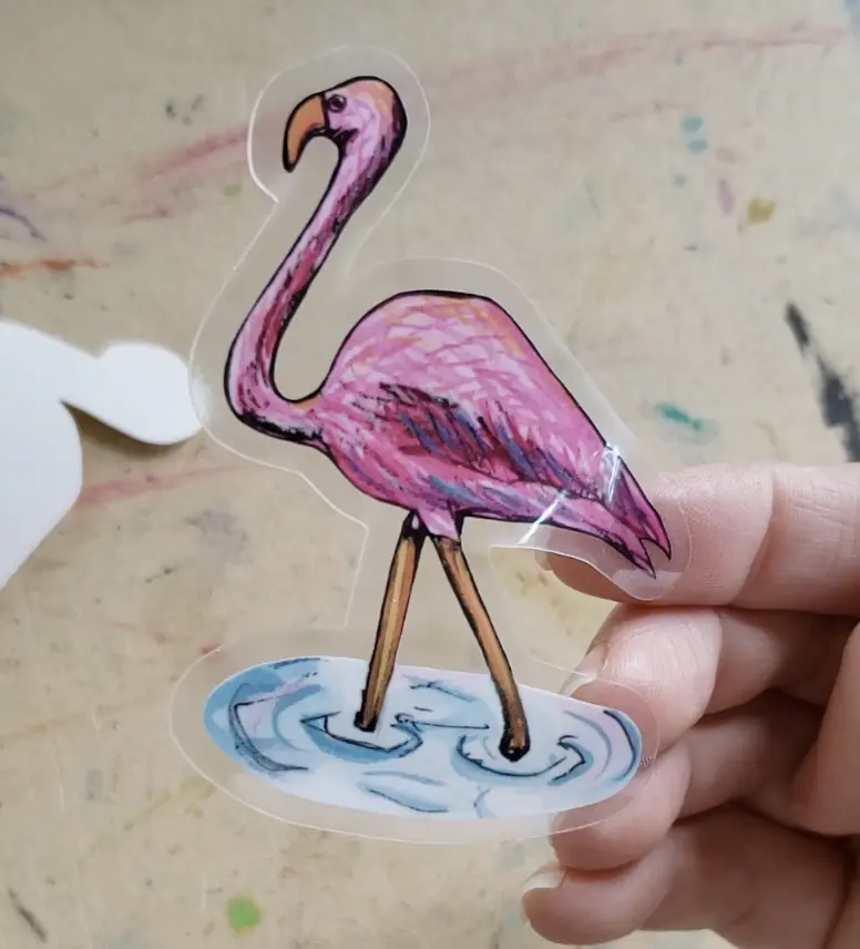 Pink Flamingo Vinyl Sticker, Clear Watercolor Leaf Art Sticker vinyl sticker cute sticker creative sticker