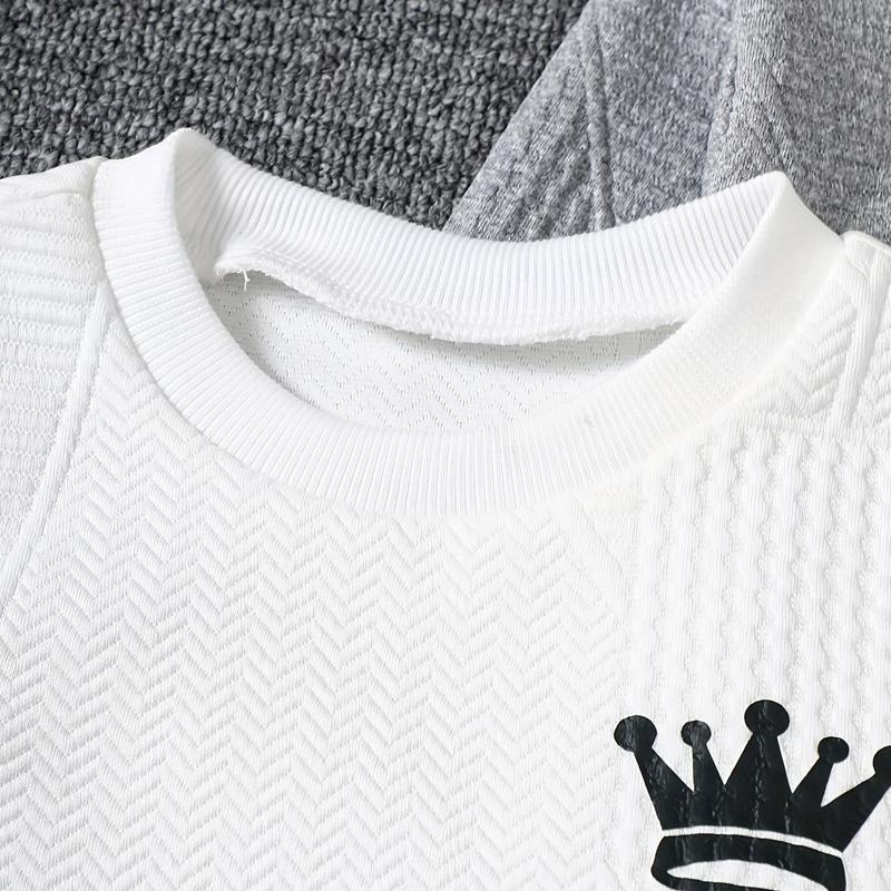 6-Piece Boys' Sweatshirt Set with Letter Print Long-Sleeve Pullover Sweatshirt and Joggers, Ages 3-14