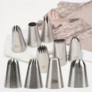 Piping Nozzle Stainless Steel Nozzle Cover Cream Nozzle Multiple Different Models of Piping Nozzles Suitable for Decorating Cakes, Desserts and Cookies Home Kitchen Decorations
