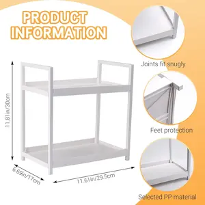 Double Layer Bathroom Counter Organizer, Makeup Storage Rack, Perfume Tray, Skincare Holder, Suitable for Sink, Vanity, Kitchen