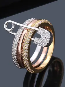 Women's Vintage Luxury Three-Color Detachable Ring, Cubic Zirconia, Copper Base, Unique Design, Perfect Gift for Daily Wear and Parties, Cubic Zirconia Rings