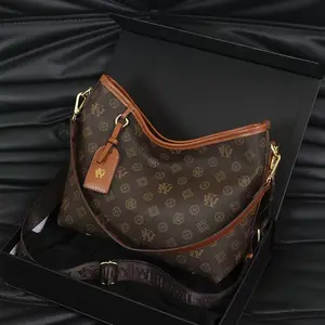 Vintage Paris Leather Commuter Ladies Handbag, Premium PU Double Shoulder Strap Large Capacity Ladies Shoulder Bag, Letter Printed Large Crossbody Bag, Stylish Brown Bag for Ladies