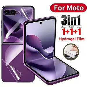 [3 In 1] Screen + Outer + Back Hydrogel Film Compatible With motorola Razr 70 Ultra 70 Razr 2026 60 Ultra 60 50 Ultra 50 40 Ultra 40 Razr Ultra 2025 Screen Protector Screen Protector Fingerprint Resistant Touch Sensitive