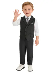 Boys Vest Suit 3 Piece Set (vest + Long Pants + Tie), Elegant Boys Clothing, Slim Fit Groomsmen, Special Occasion Wear