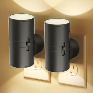 Modern Night Light Plug in with Dusk to Dawn Sensor Soft White Adjustable Brightness for Hallway Bedroom Stairway Easy Install Dual Prong Plug
