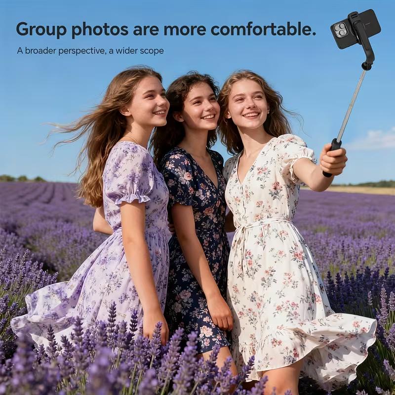 Foldable 2 in 1 Selfie Stick 360° Rotation Height Adjustable Telescoping Tripod Stand with Wireless Remote for iPhone Samsung Accessories Rechargeable Smart Face Tracking