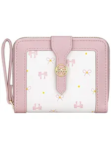 Bow Women's Wallet Cute Stylish Wallet Bifold Zipper Around Wallet for Women RFID Credit Card Holder Purse for Ladies Aesthetic Leather Card Holder Purse Zipper Wallet Design