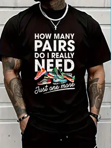 100% Cotton How Many Pairs Of Running Shoes Funny Runner Marathon Quote T-Shirt Women's Men's Graphic Tee Crew Neck summer vacation Tops