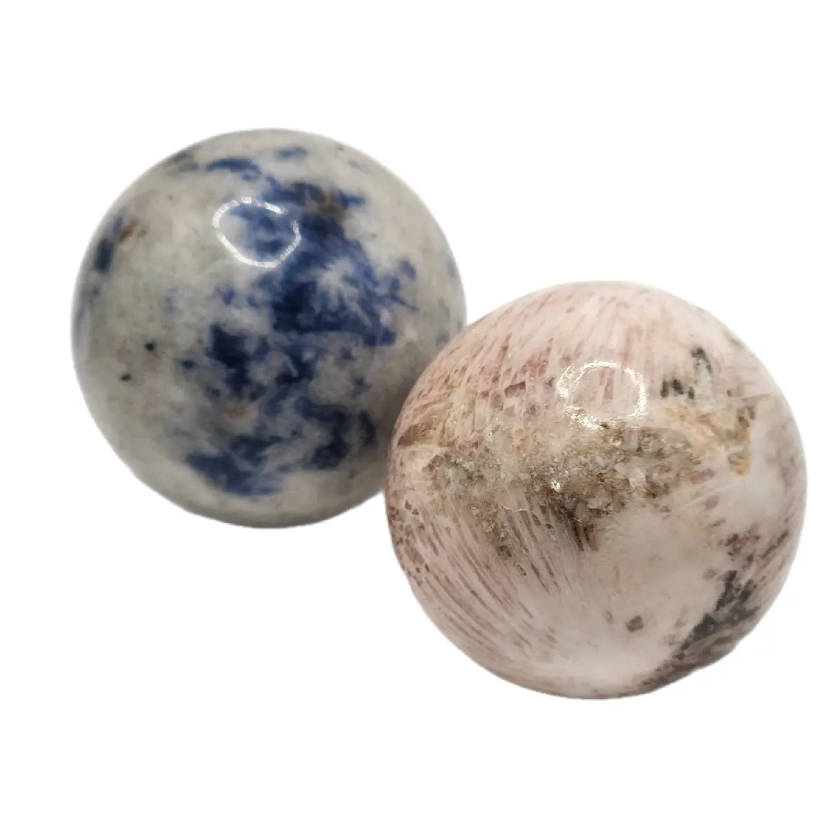 Sodalite and Scolecite Mini Crystal Spheres Stunning Color and Perfectly Polished