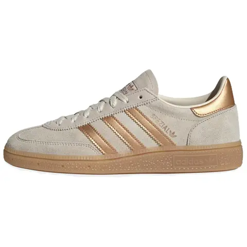 Adidas Women's Handball Spezial Sport Sneakers - Athletic Casual, Breathable Lightweight, Mesh Upper, Rubber-Soled, True Size Gym-Ready Shoes (Light Gold, Brown, Cream White, Gum Colorway)