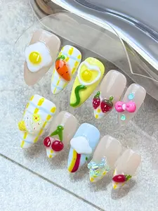 Gel X Nails Kit  Long-Lasting Press-On Acrylics w/ 3D Gel & Nail Charms | Salon-Quality Fake Nails, Easy DIY Manicure!  Ocean Blue & Glitter Styles  beach nail scream diamond tip nails luminary short coffin prom nail nail artist