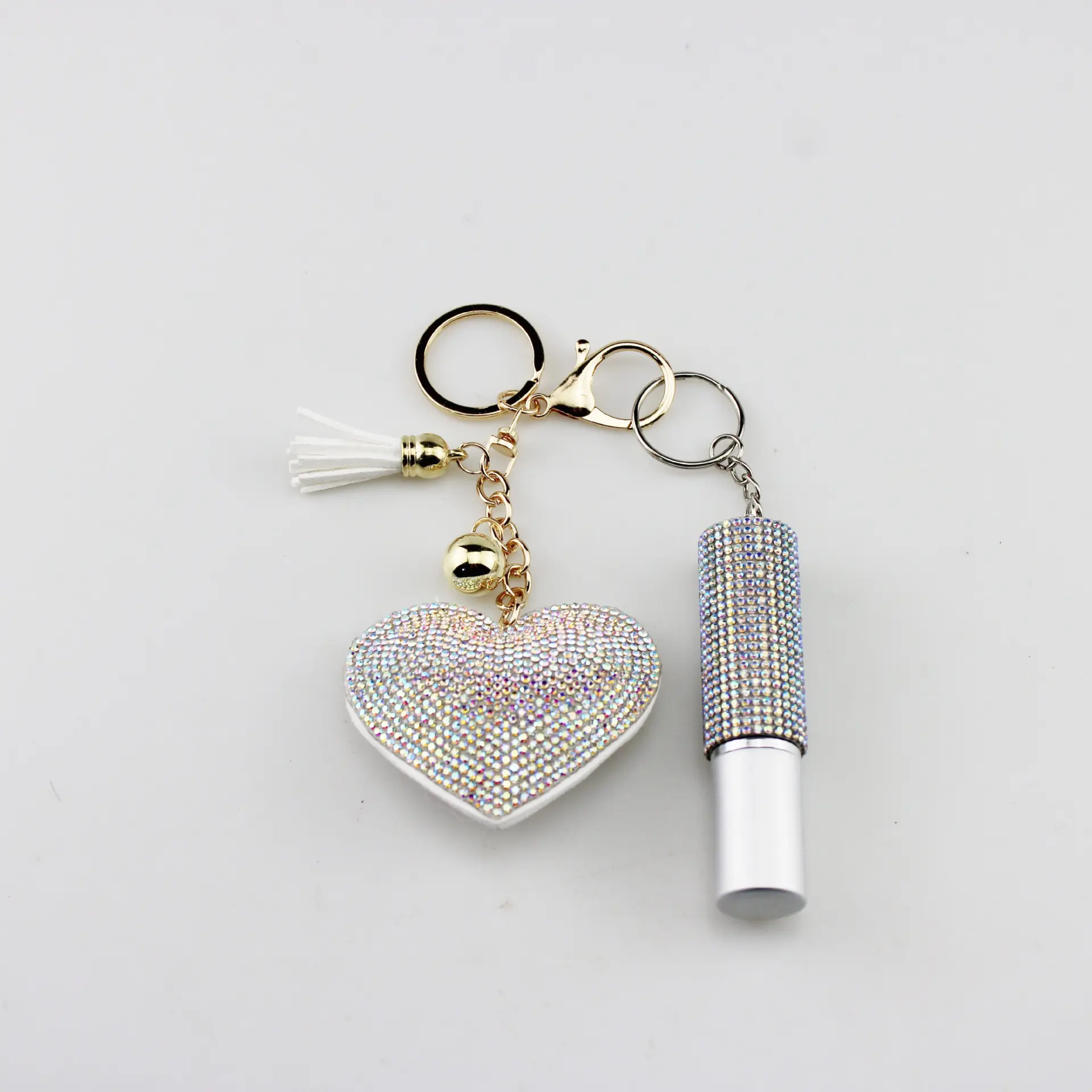 Keychain for Shiny Girls - Shiny Perfume Bottle - Diamond-Encrusted Heart Pendant 5ml Perfume Refill Bottle Keychain